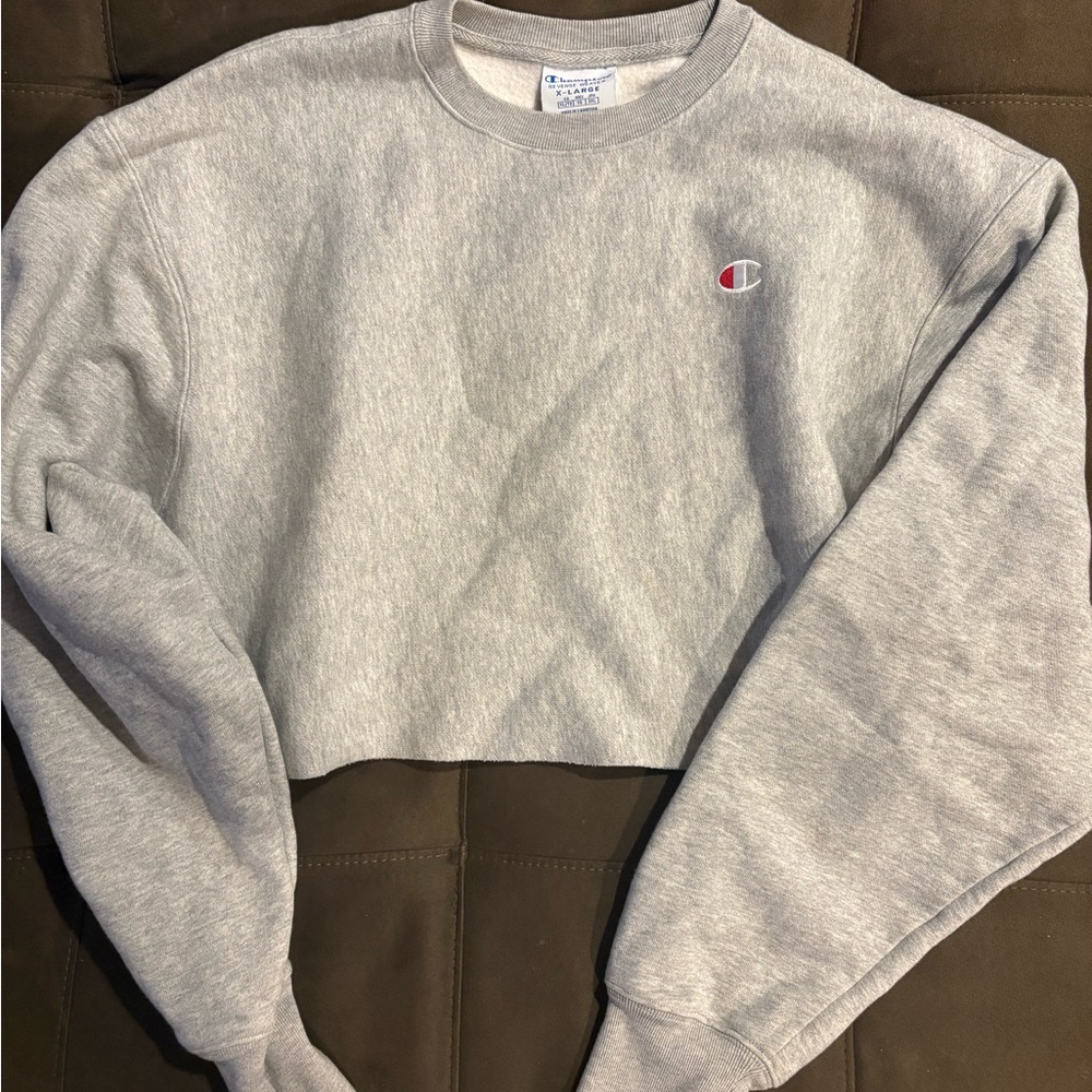 Champion Light Gray Cropped Crewneck